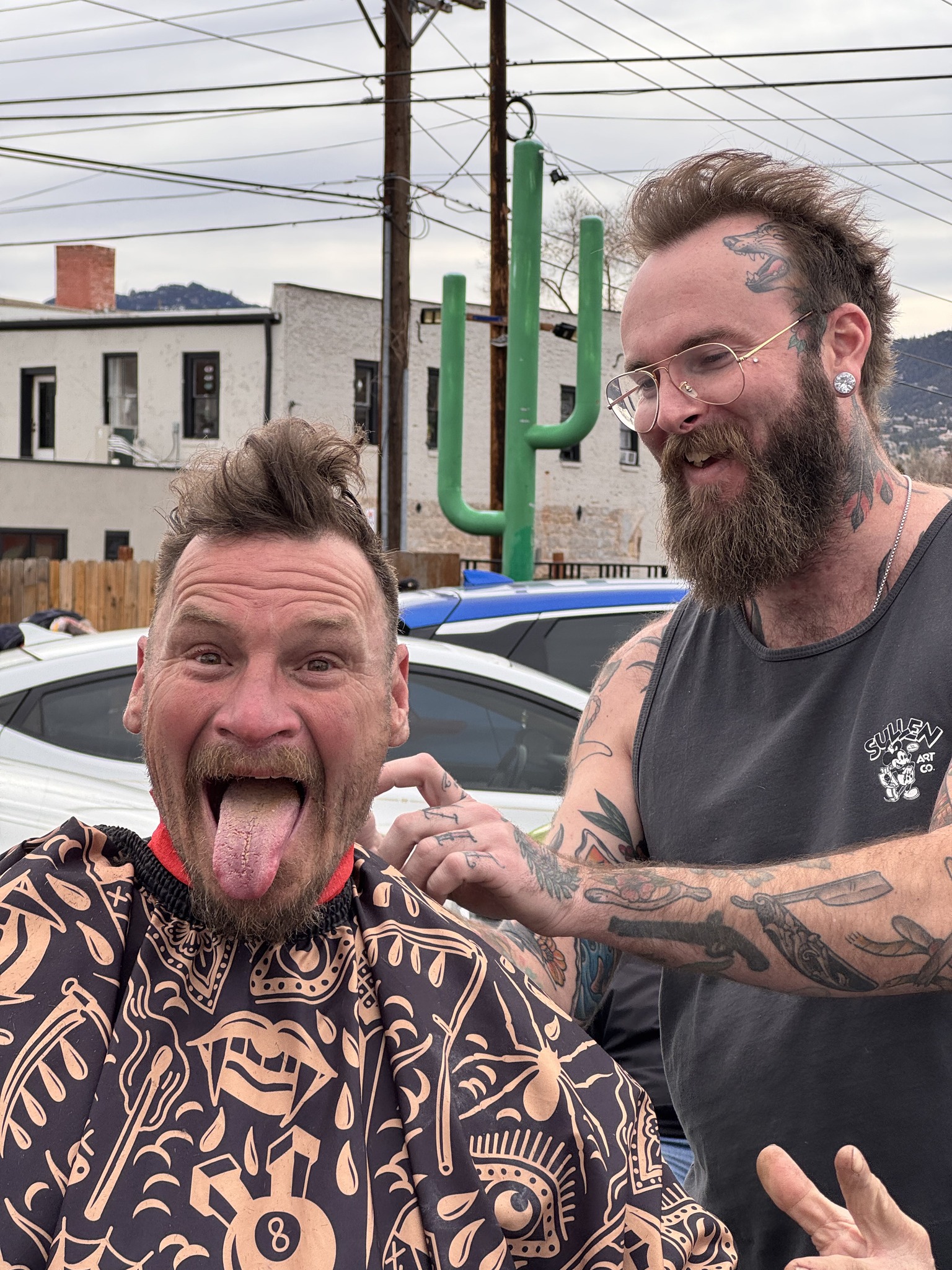 Fun community haircut moment